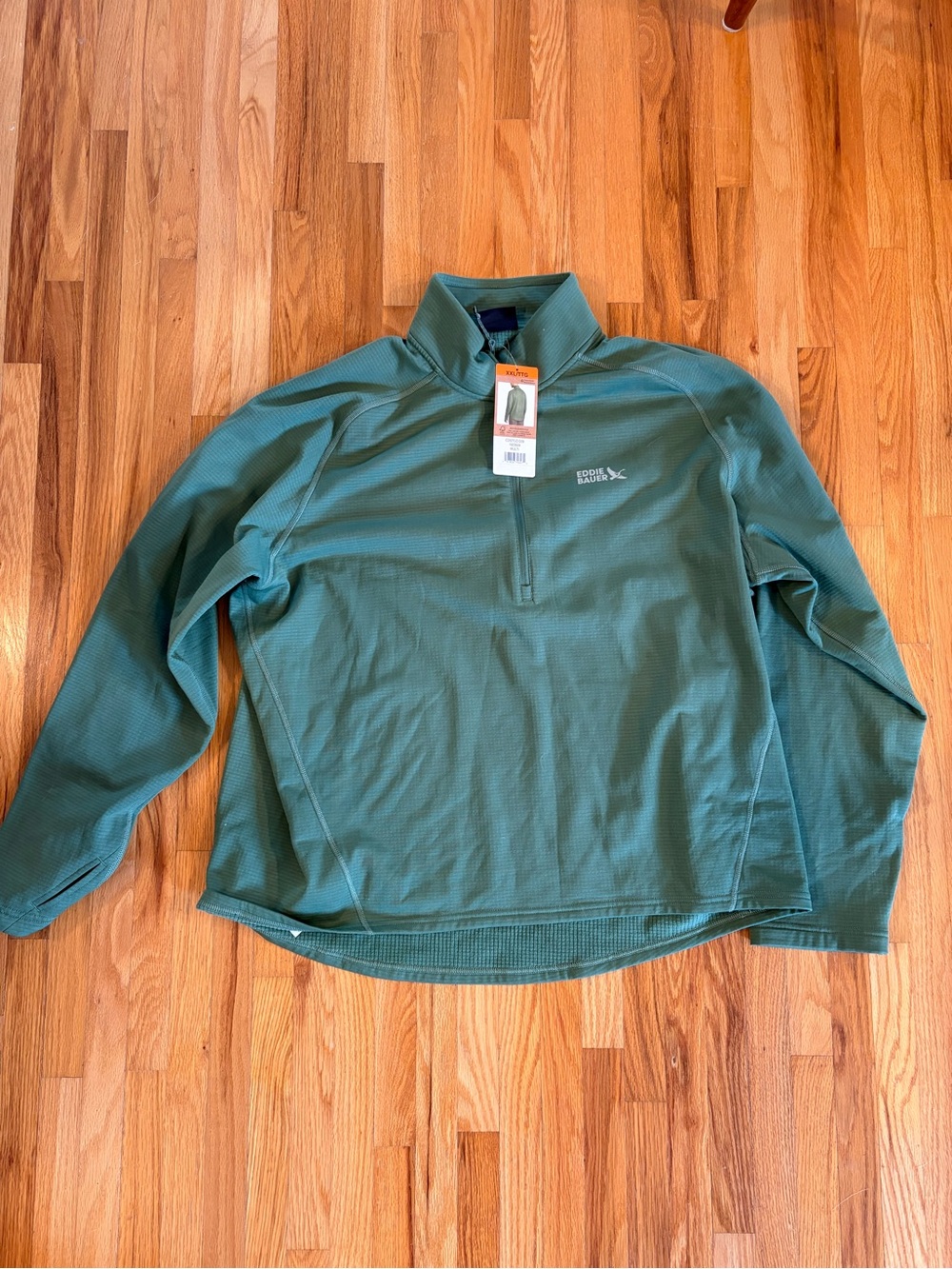 Eddie Bauer Teal Green Half-Zip Waffle Pullover